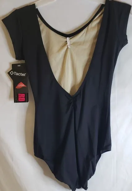 Amethyst -- Women's Low Back Cap Sleeve Leotard -- Black
