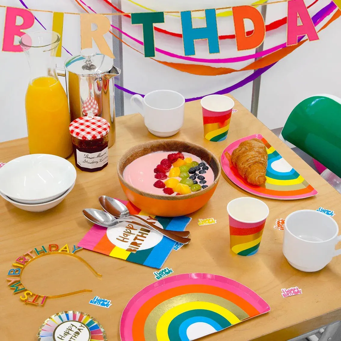Birthday Brights Rainbow Shaped Plates - 12 Pkt