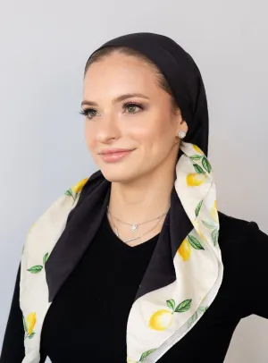 Black With Lemon Border Head Scarf