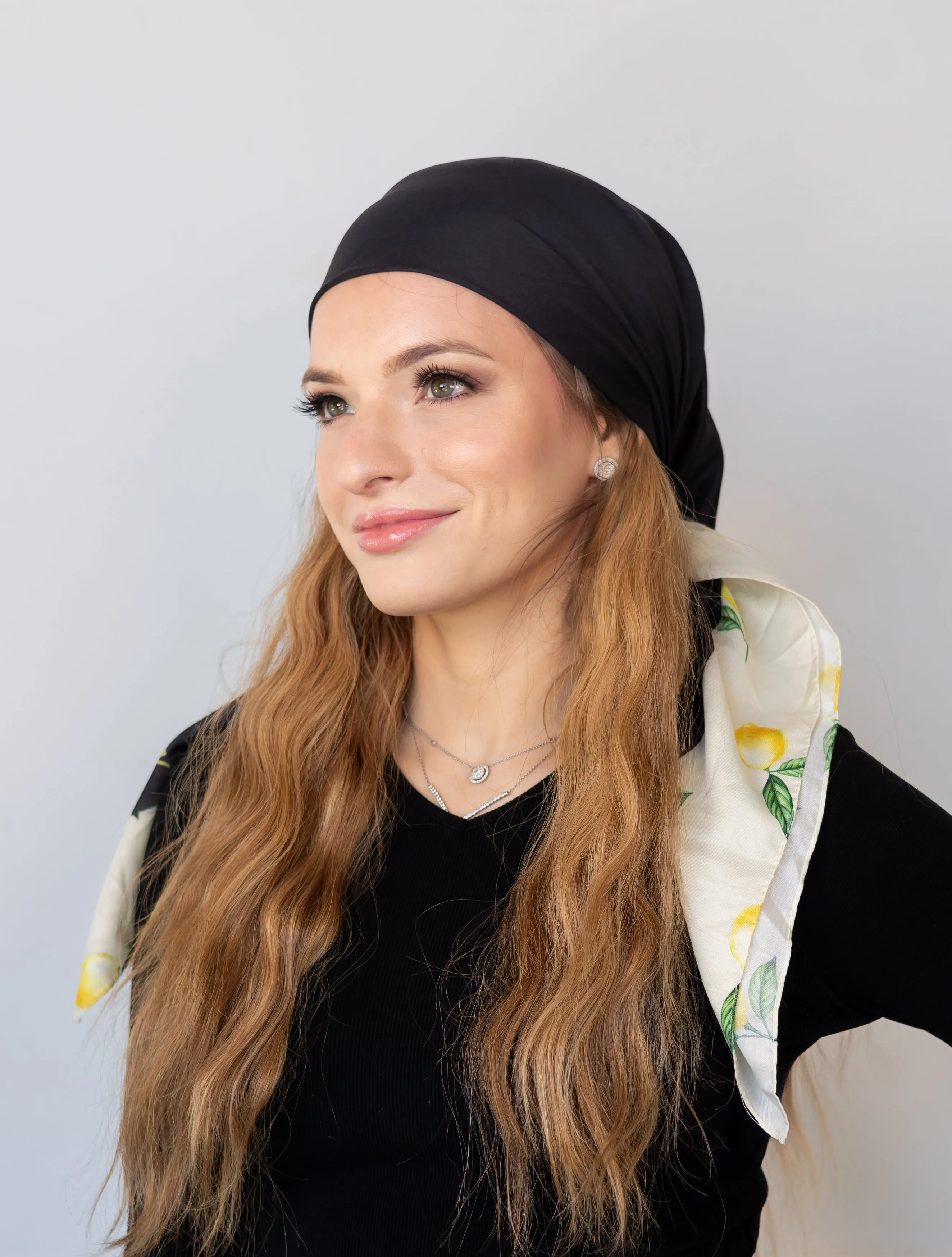 Black With Lemon Border Head Scarf