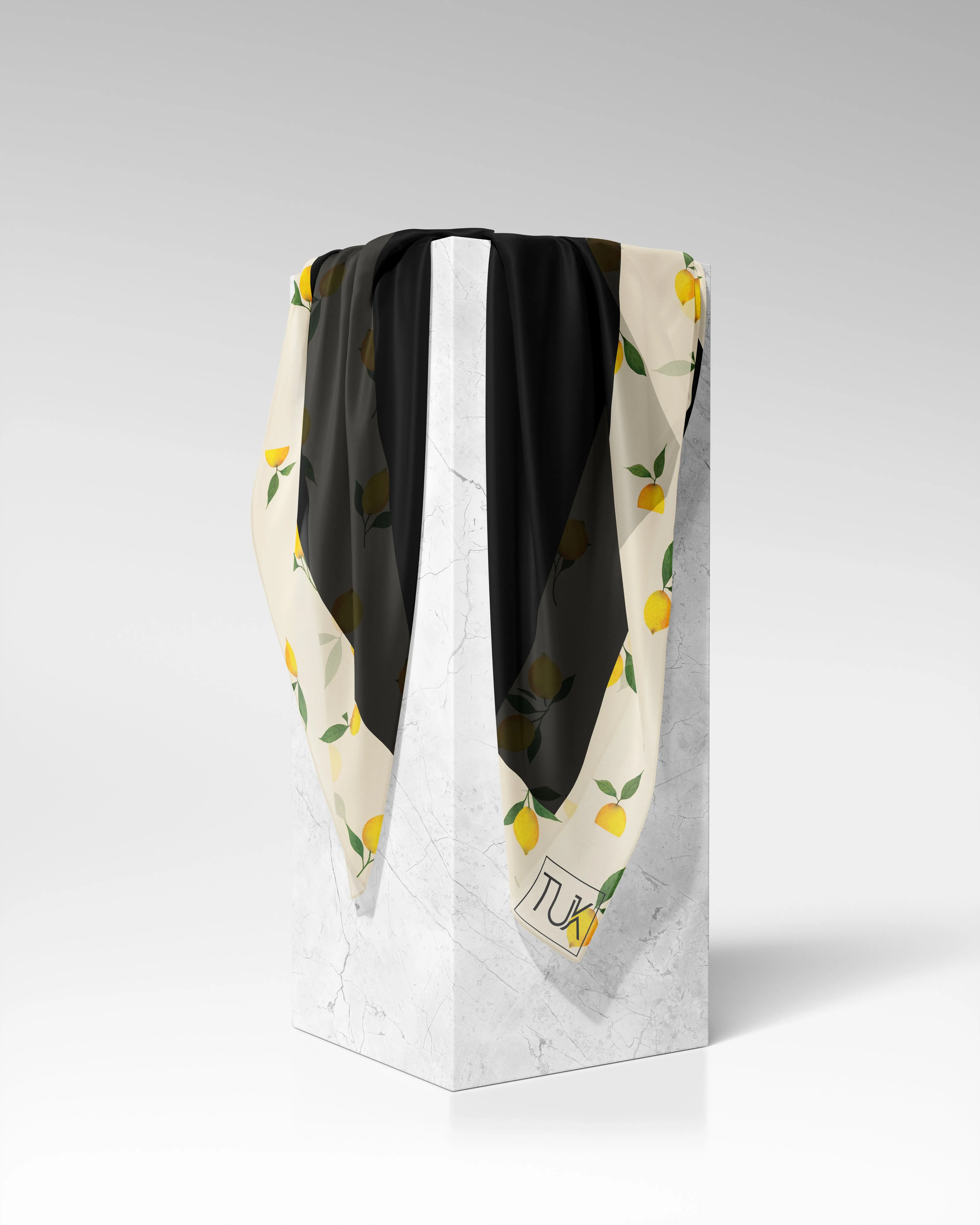 Black With Lemon Border Head Scarf