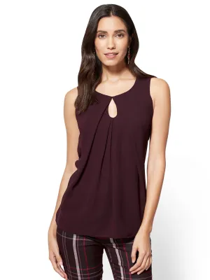 Chiffon-Overlay Pleated Shell - 7th Avenue