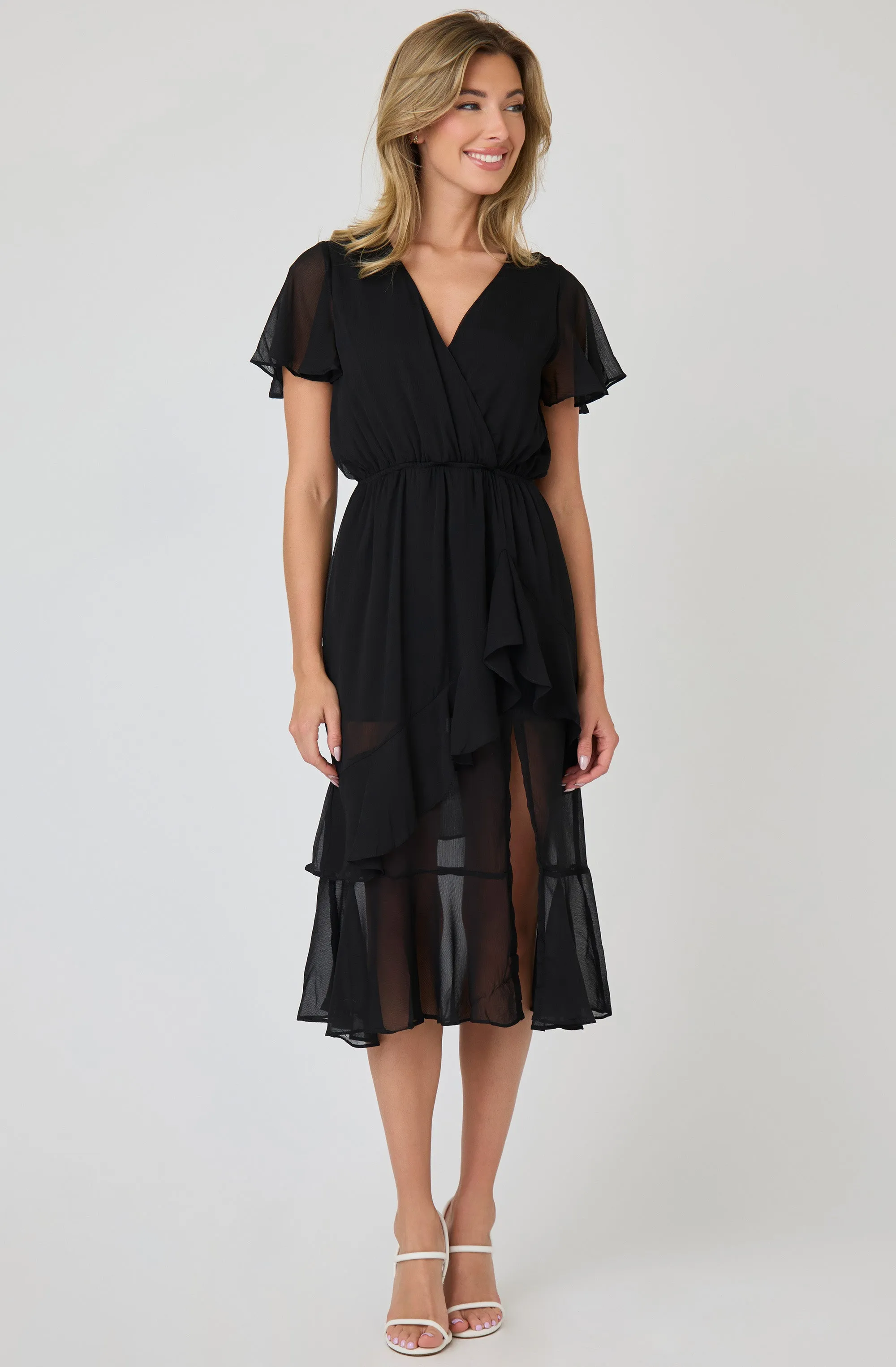 Chiffon Ruffle Maxi Dress