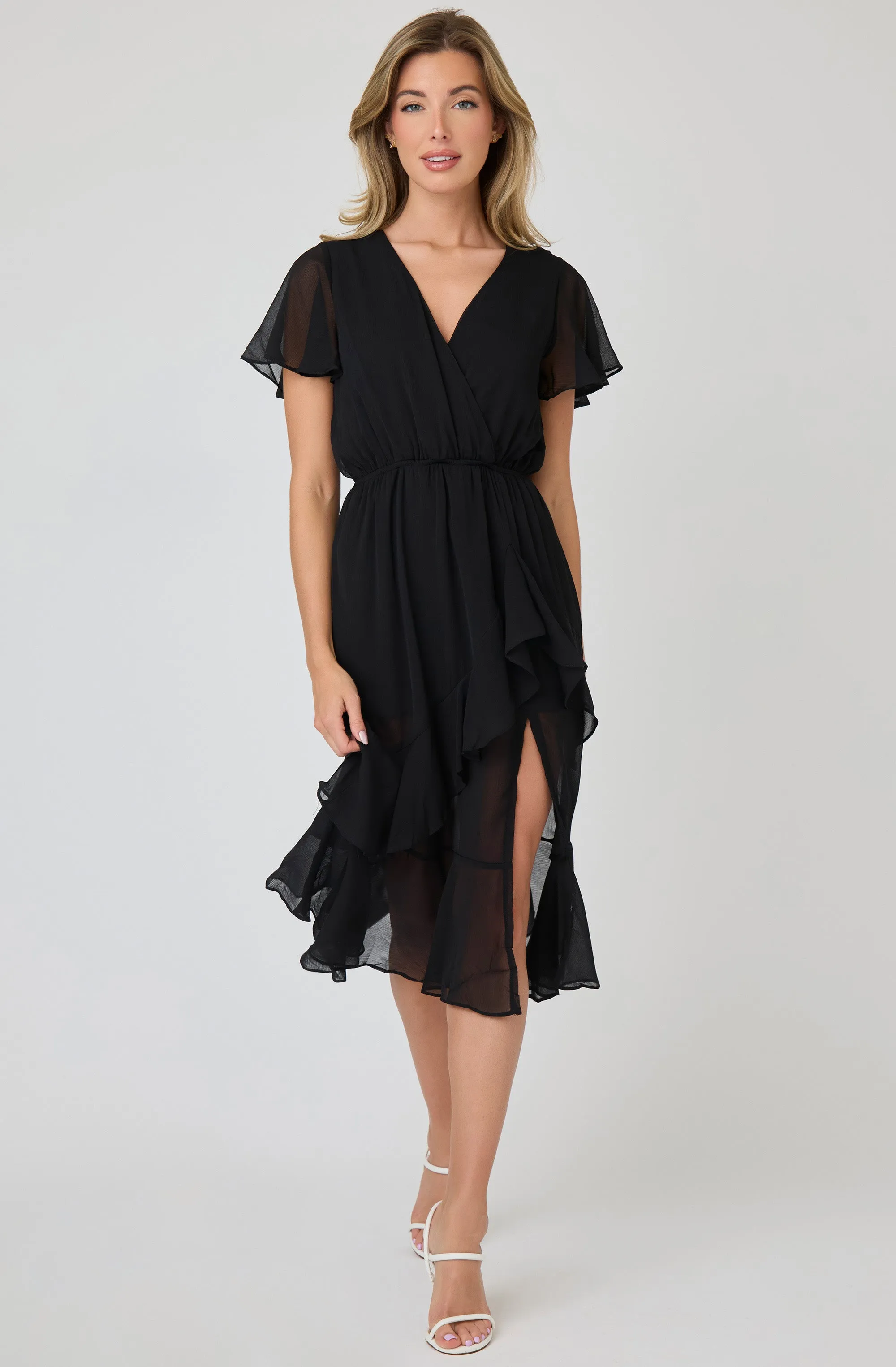 Chiffon Ruffle Maxi Dress