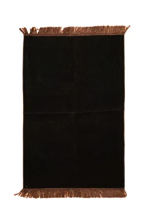 Dark Brown Velvet Prayer Mat with Tassel Fringe
