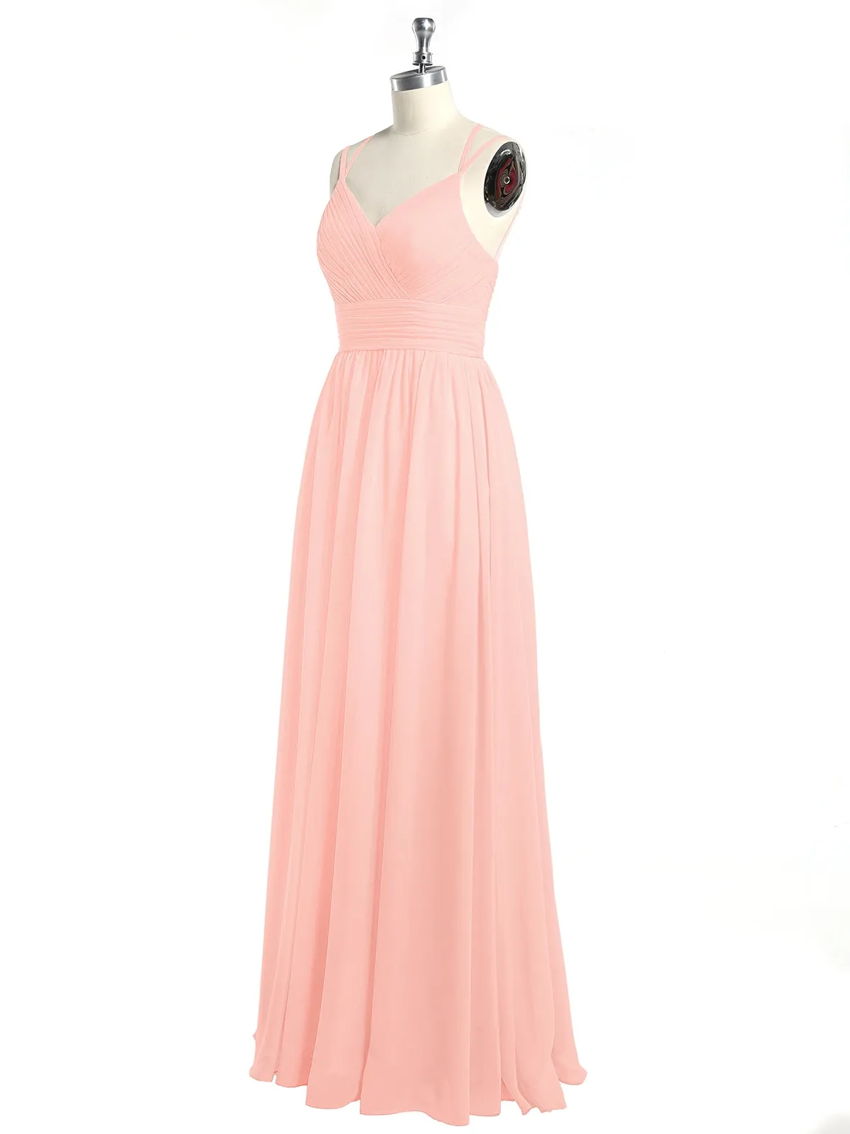 Double Straps Chiffon Dresses with Sweetheart Coral