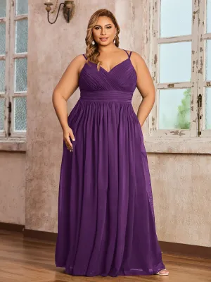 Double Straps Chiffon Dresses with Sweetheart Grape Plus Size