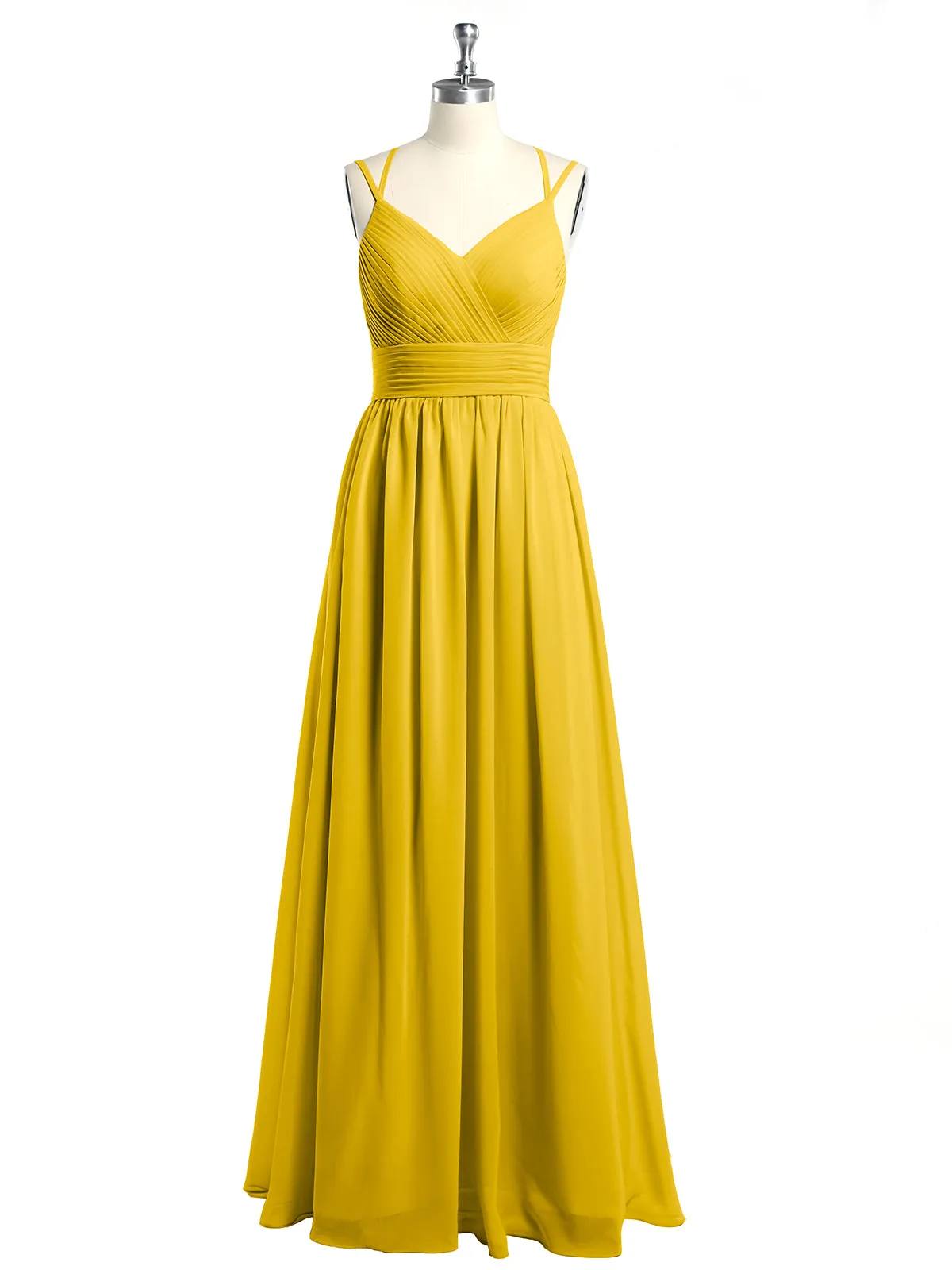 Double Straps Chiffon Dresses with Sweetheart Marigold