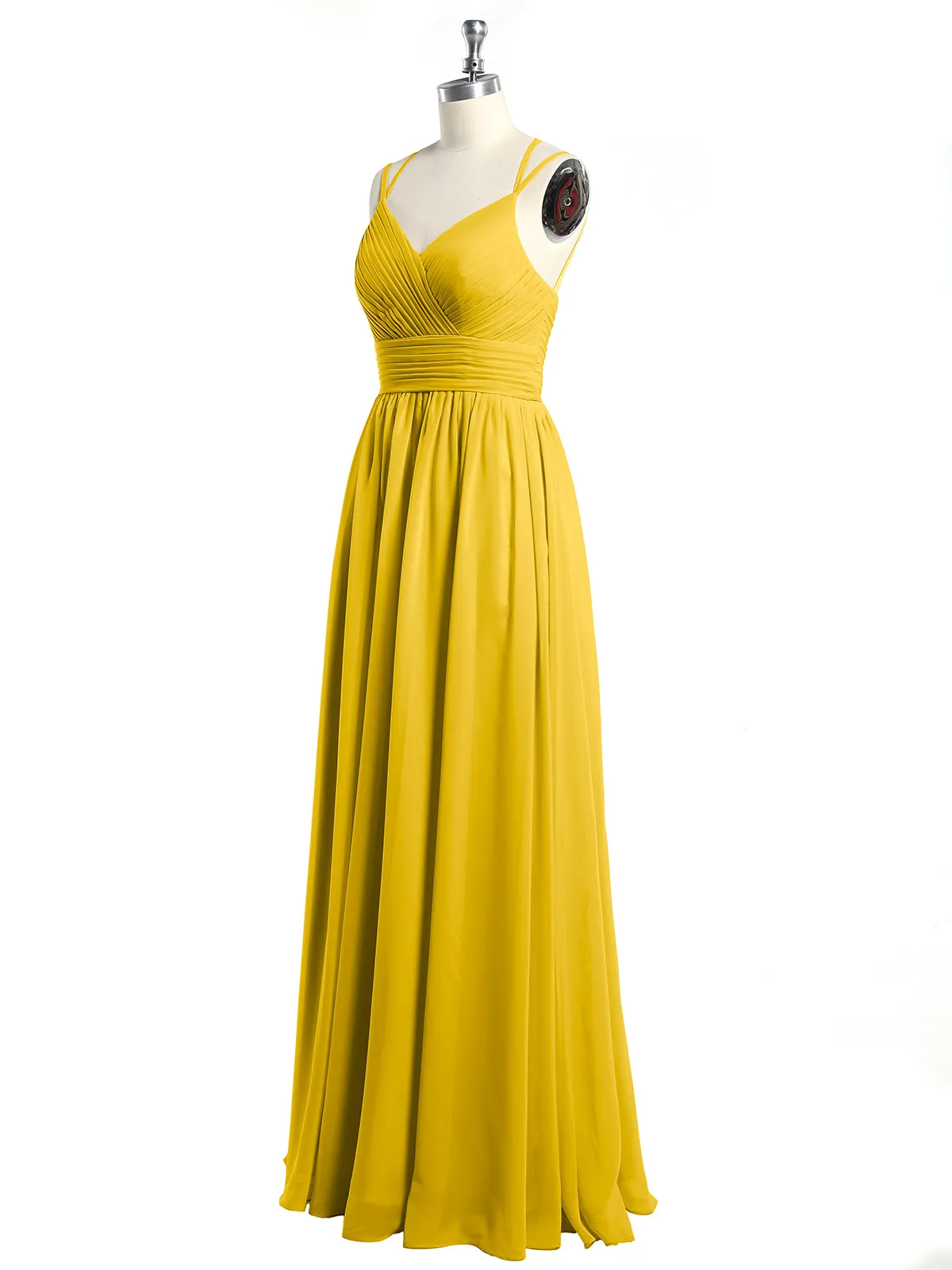 Double Straps Chiffon Dresses with Sweetheart Marigold