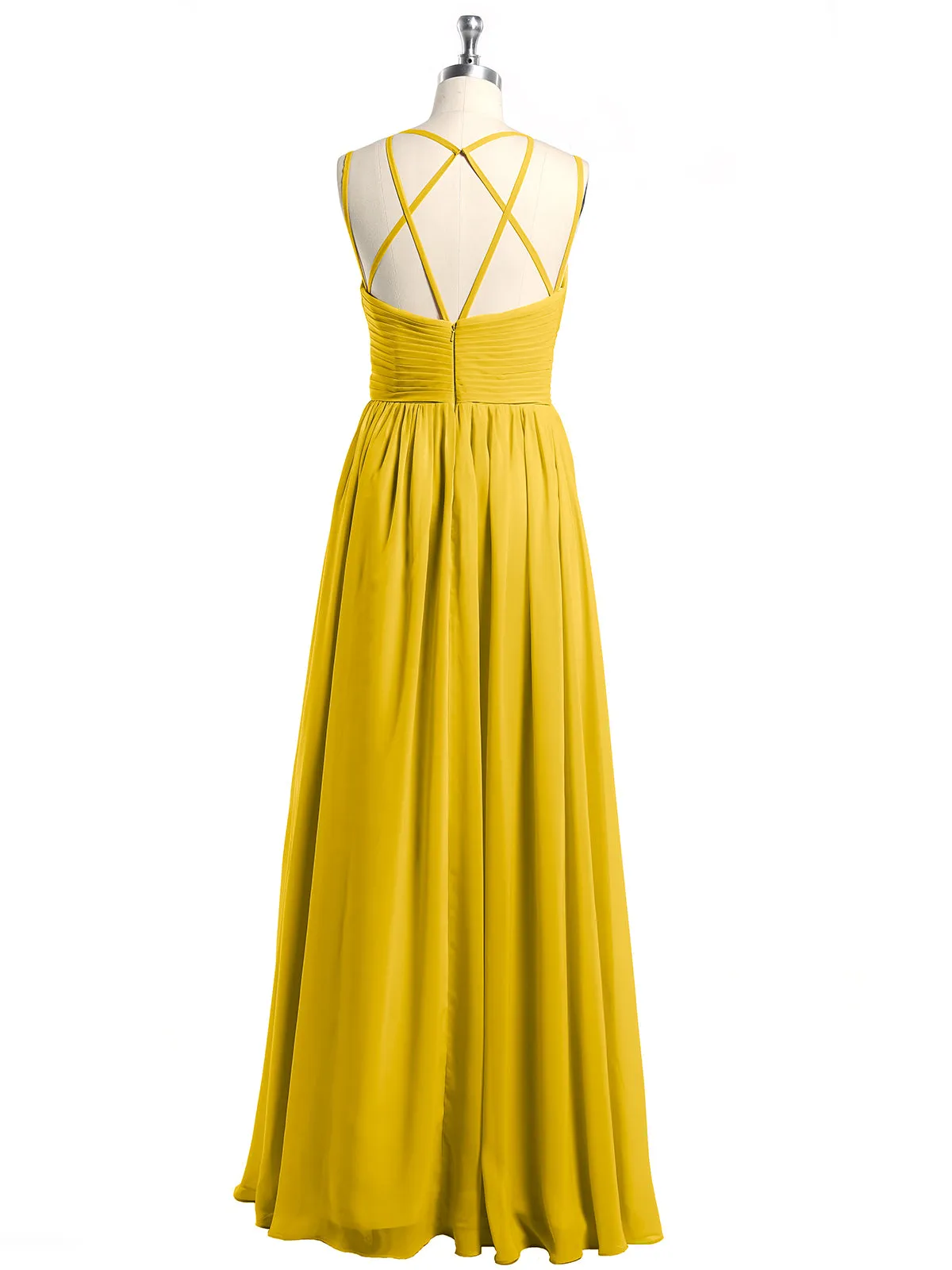 Double Straps Chiffon Dresses with Sweetheart Marigold