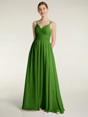 Double Straps Chiffon Dresses with Sweetheart Moss