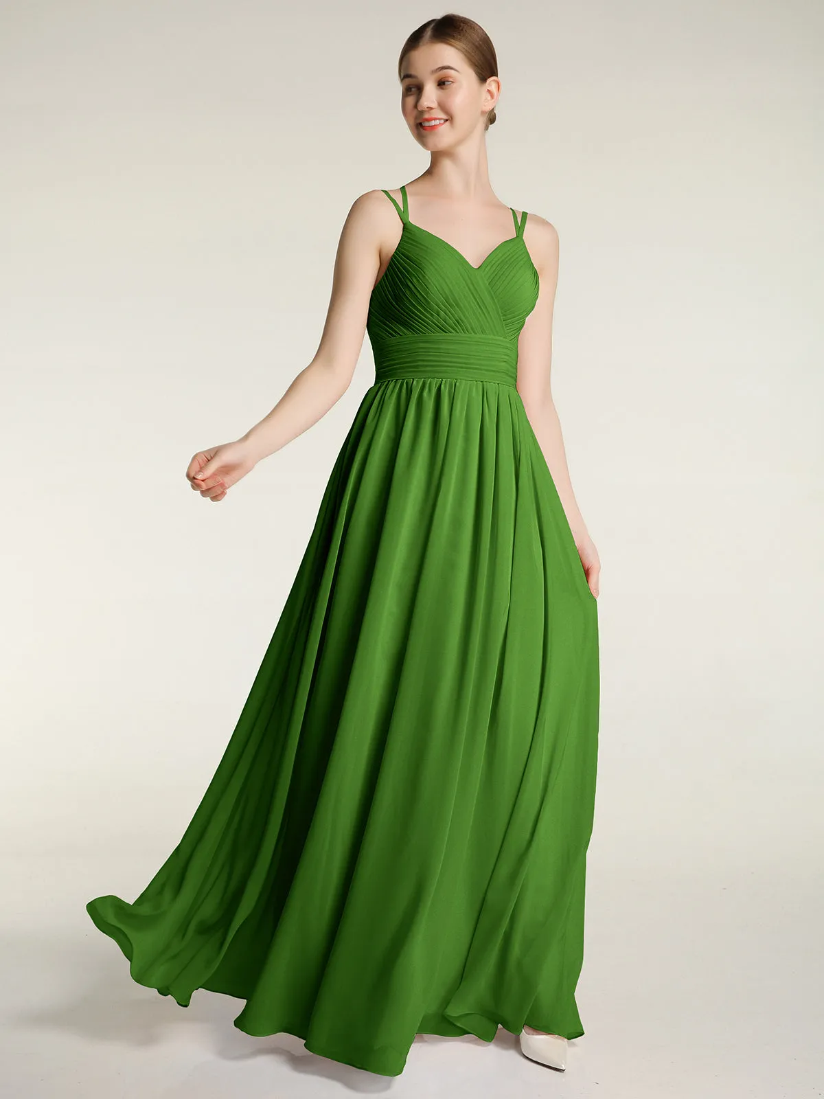 Double Straps Chiffon Dresses with Sweetheart Moss