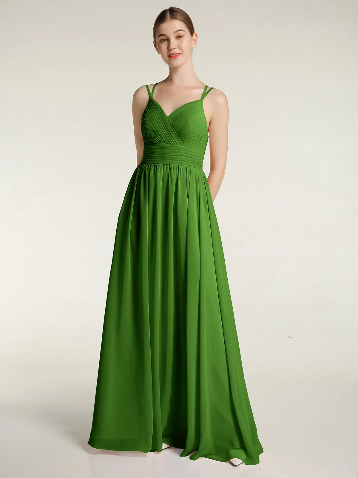Double Straps Chiffon Dresses with Sweetheart Moss