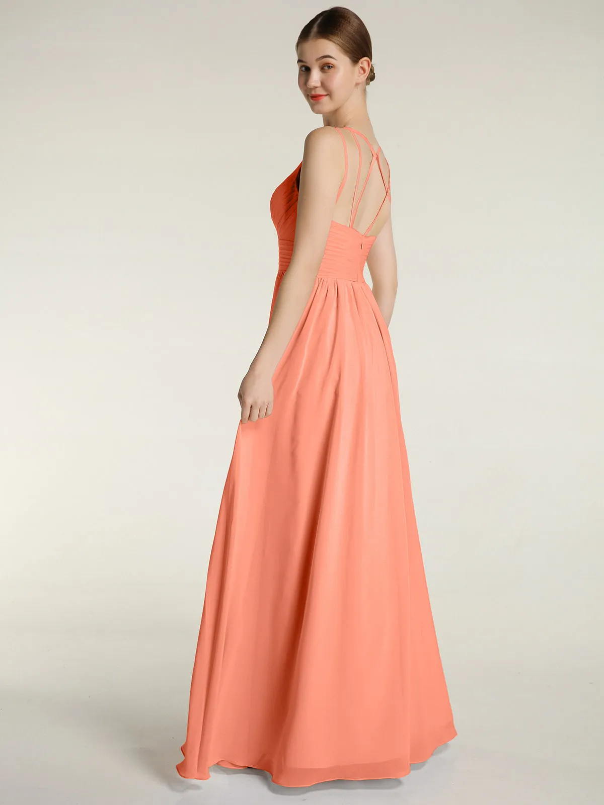 Double Straps Chiffon Dresses with Sweetheart Sunset