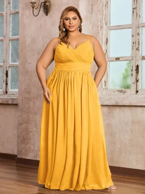 Double Straps Chiffon Dresses with Sweetheart Tangerine Plus Size
