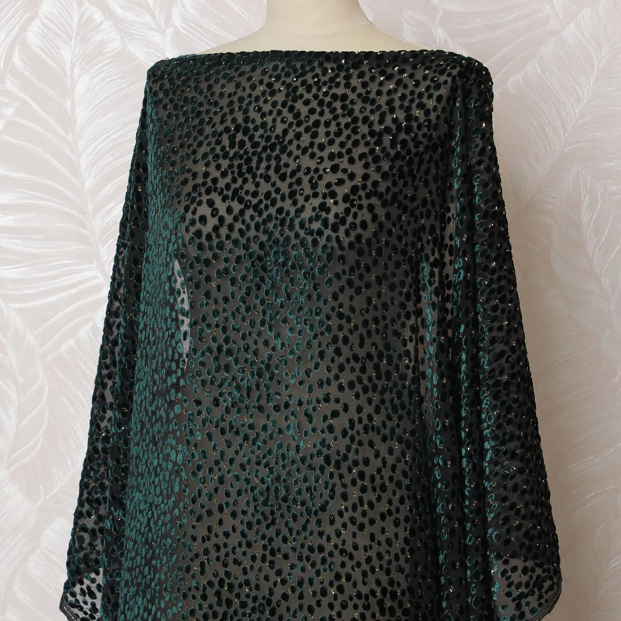 Elegant Teal green Velvet Dirac - Pure Silk Chiffon Elegance, 140cm Wide X 3.5 Mtrs Piece-D18922