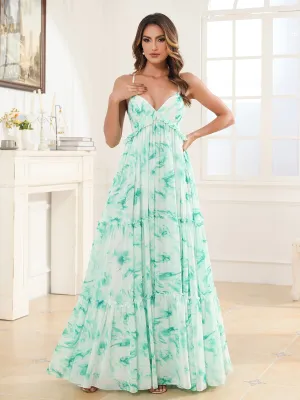 Empire Chiffon Tiered Skirt Max Bohemian Dresses Mint Marble