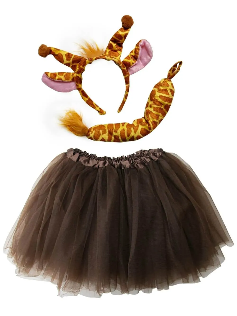 Girls Giraffe Tutu Skirt Costume Complete Set with Tail & Ears