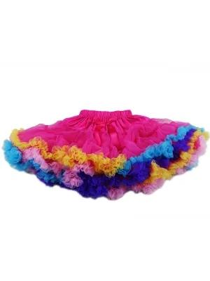 Girls Hot Pink Rainbow Trim Chiffon Tutu Skirt 9M-8