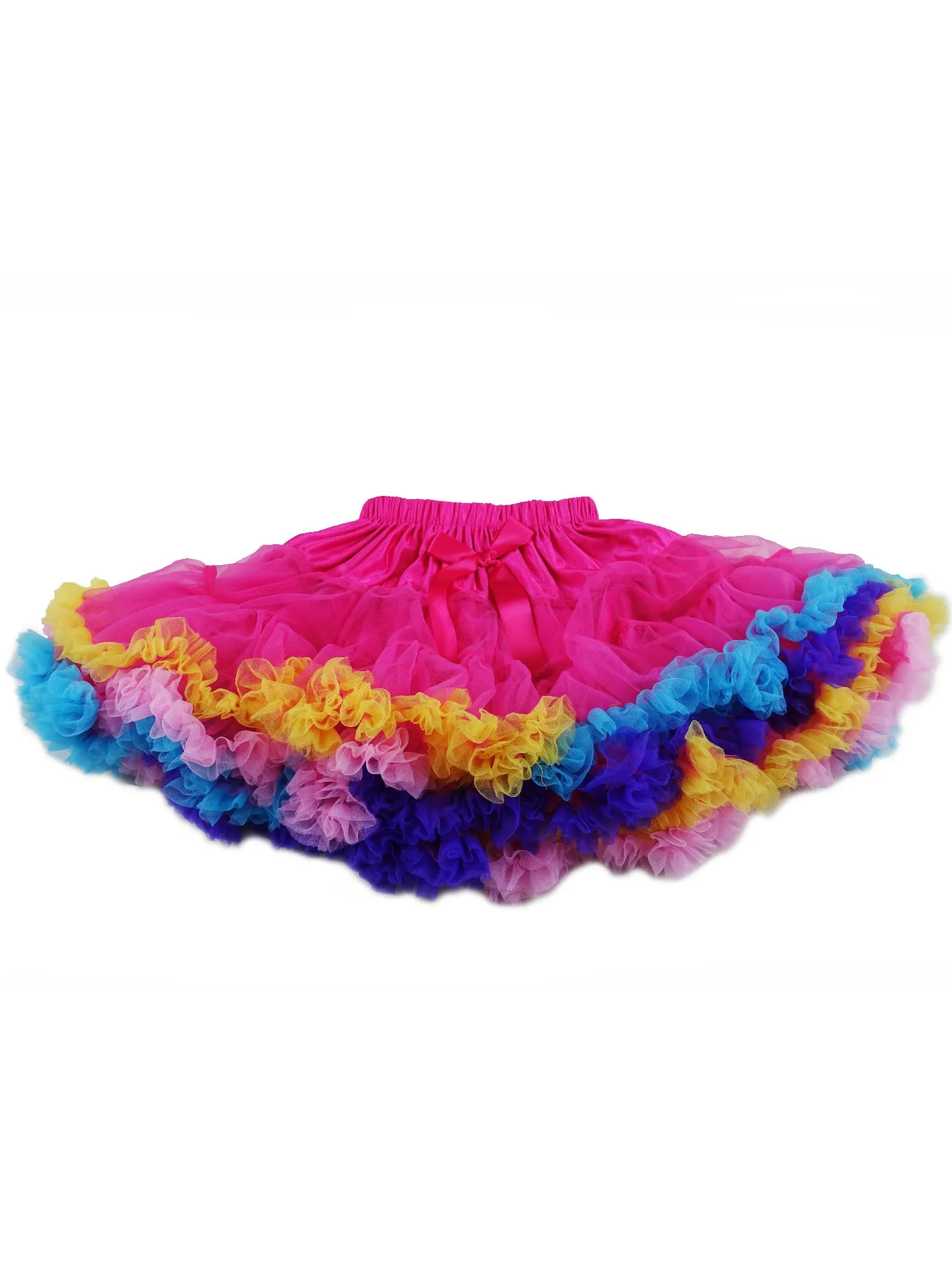 Girls Hot Pink Rainbow Trim Chiffon Tutu Skirt 9M-8
