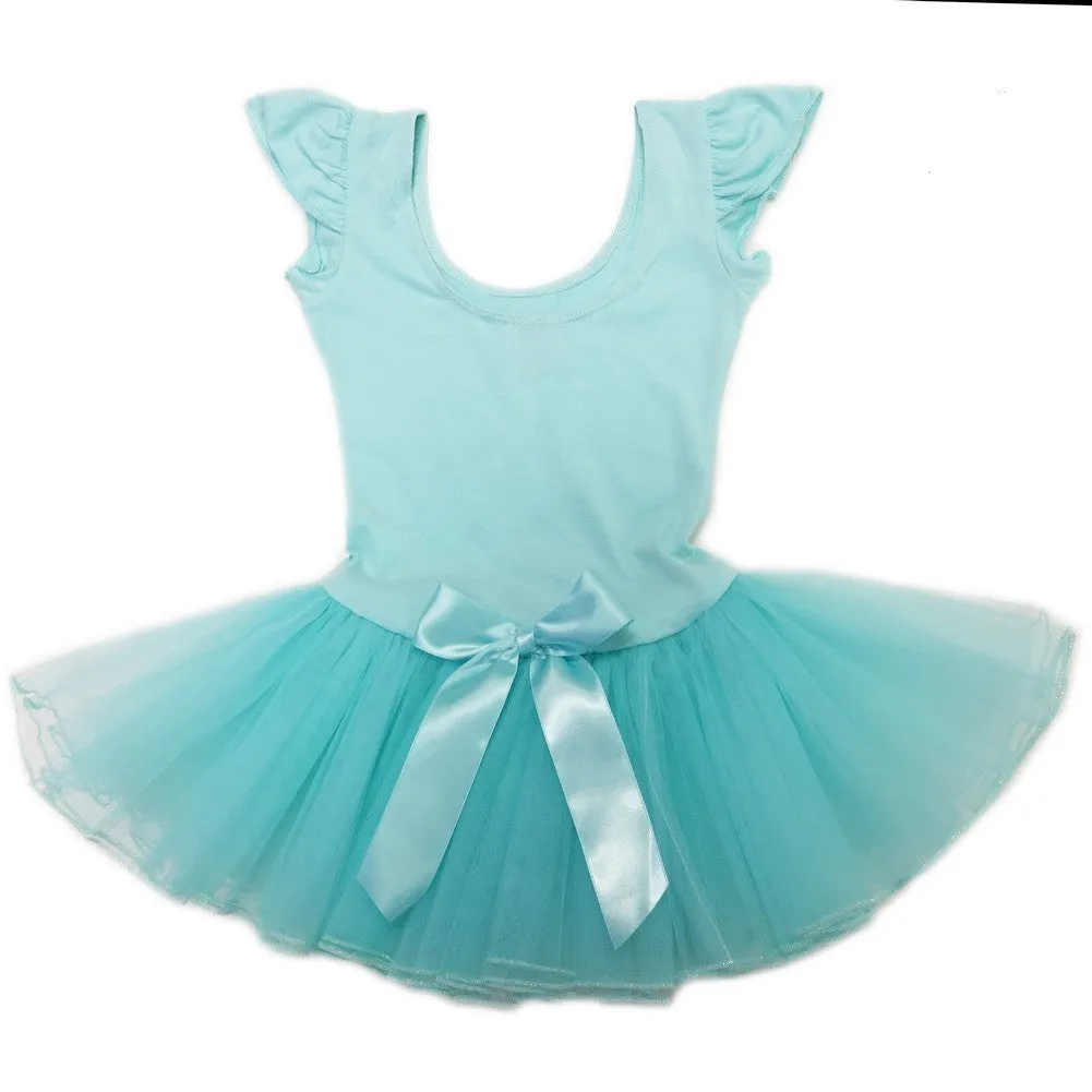 Girls Mint Rhinestone Bow Accent Tutu Ballet Dress S (9-24M)-XL (6-8)