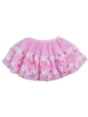 Girls Pink 3D Rose Sequins Tutu Skirt 9M-8