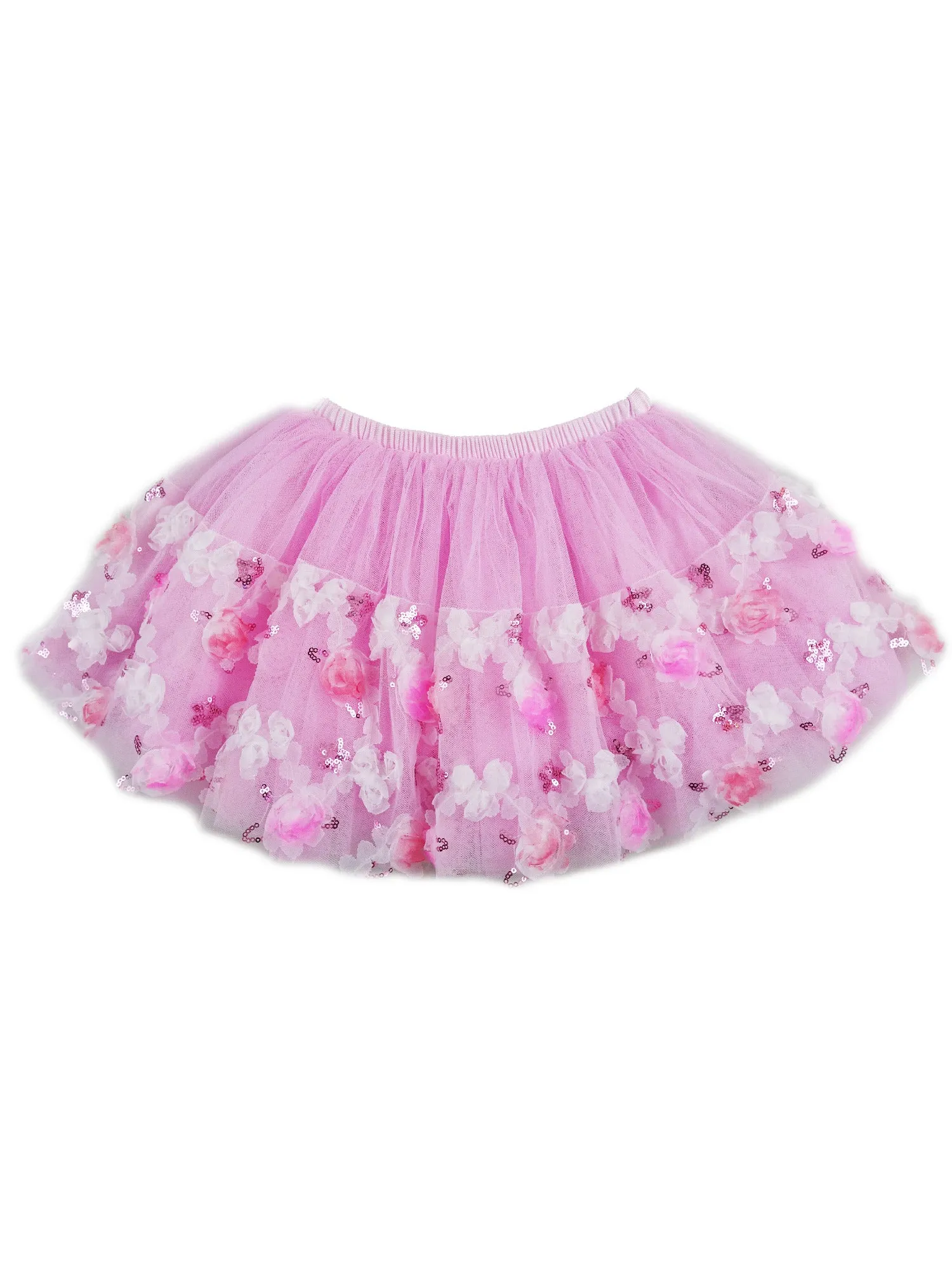 Girls Pink 3D Rose Sequins Tutu Skirt 9M-8