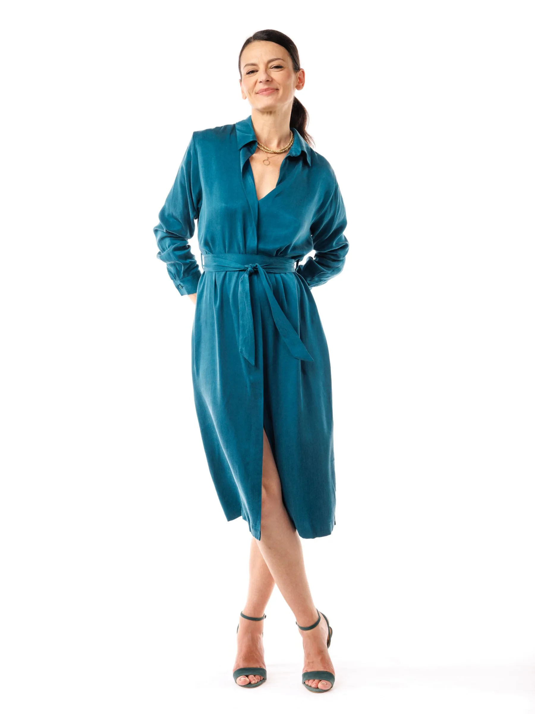 Green Queen Cupro and Ecovero Shirt Dress