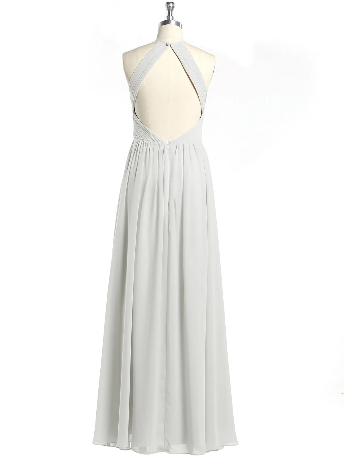 Halter Chiffon Dresses with Pleated Bodice Ivory Plus Size