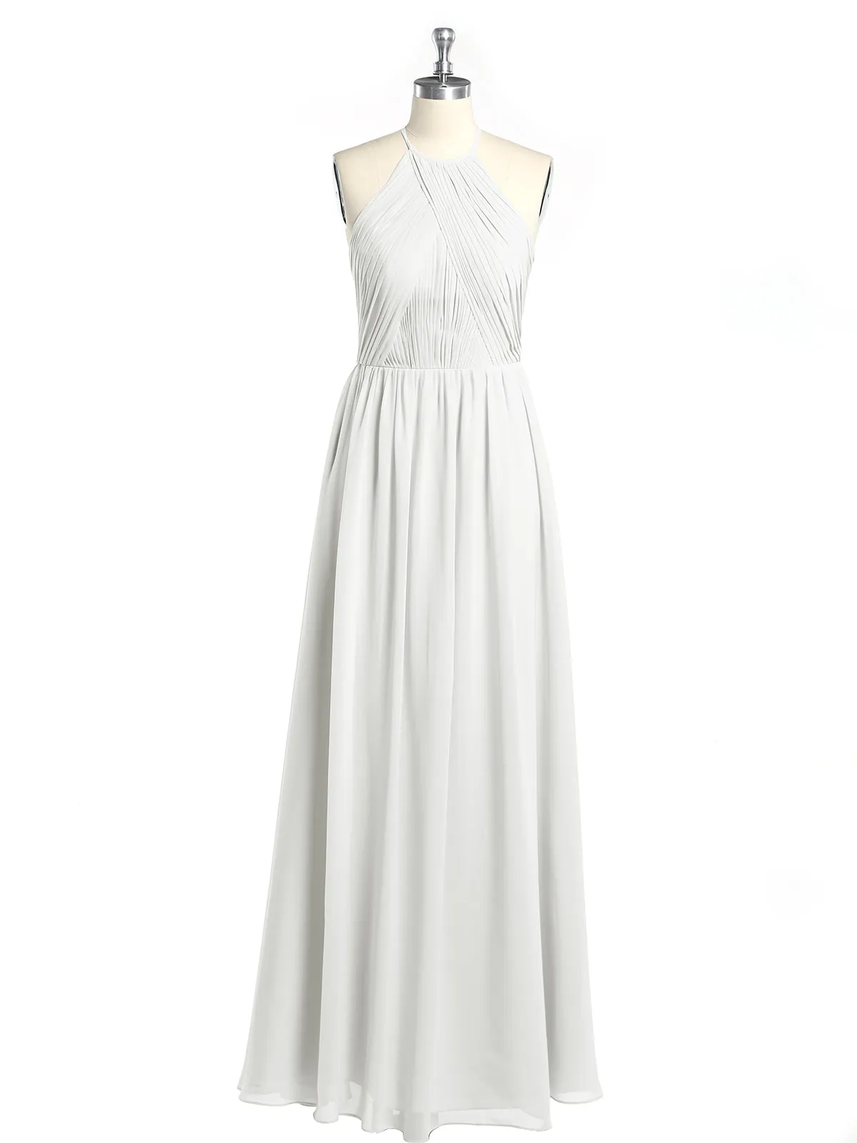 Halter Chiffon Dresses with Pleated Bodice Ivory Plus Size