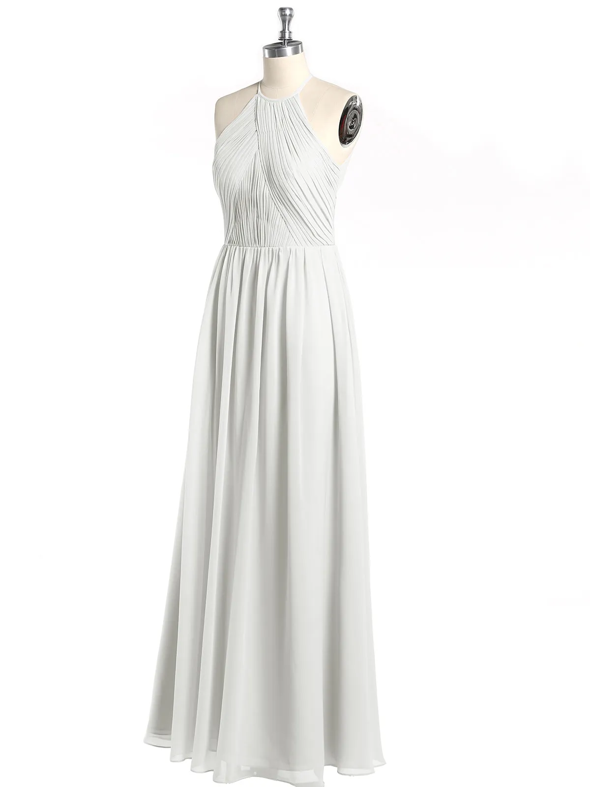 Halter Chiffon Dresses with Pleated Bodice Ivory Plus Size
