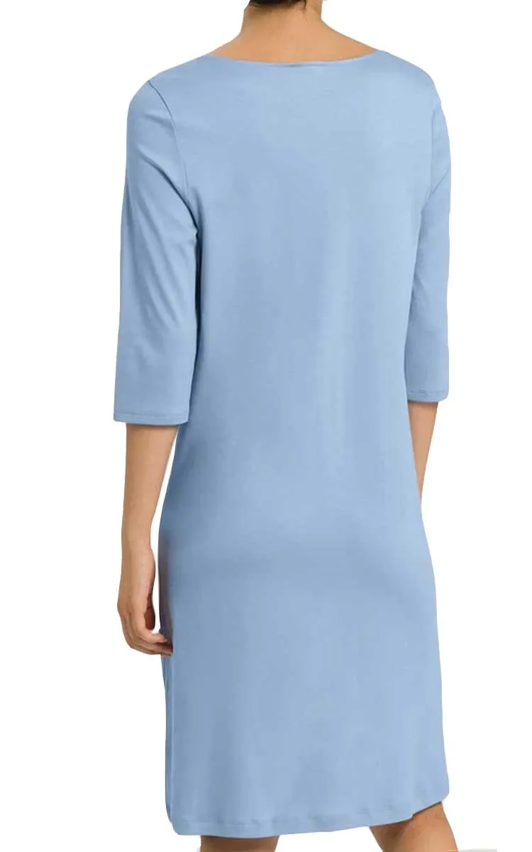 Hanro 100% Cotton Nightgown with 3/4 Sleeve in Blue Moon Moments 7931 SALE