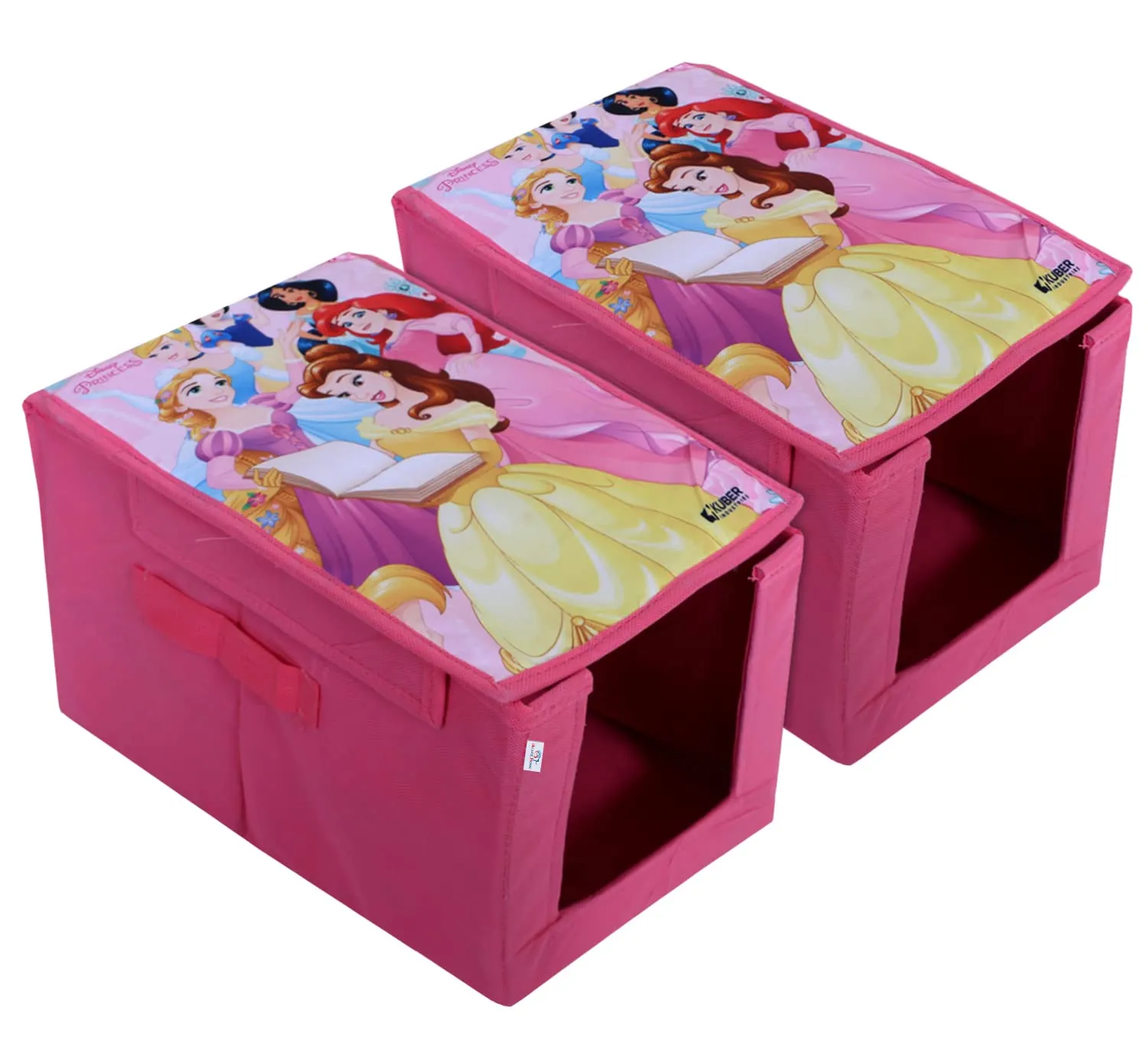 Heart Home Disney Princess Shirt Stacker|Foldable Shirt Stacker for Cloth|Non-Woven Wardrobe Organizer for Home With Lid|Pack of 2 (Pink)