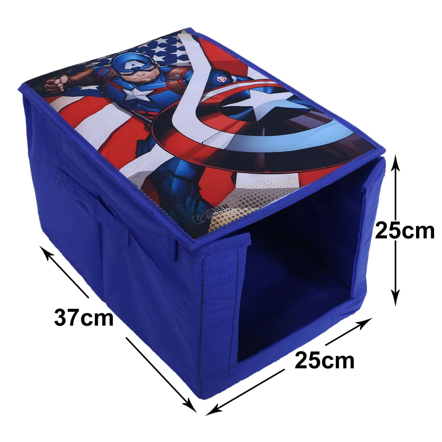 Heart Home Marvel Captain America Shirt Stacker|Foldable Shirt Stacker for Cloth|Non-Woven Wardrobe Organizer for Home With Lid|Pack of 2 (Blue)