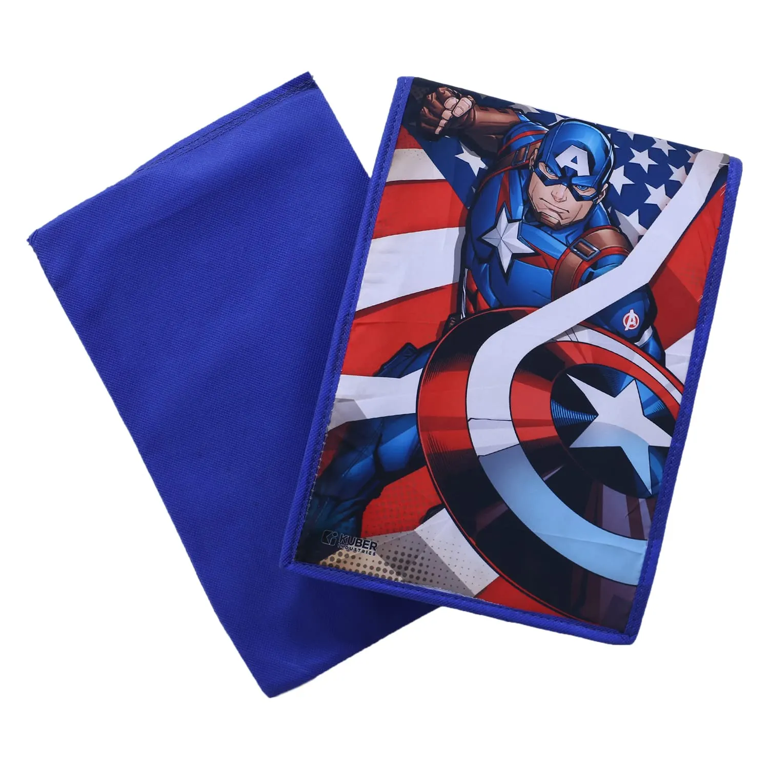 Heart Home Marvel Captain America Shirt Stacker|Foldable Shirt Stacker for Cloth|Non-Woven Wardrobe Organizer for Home With Lid|Pack of 2 (Blue)