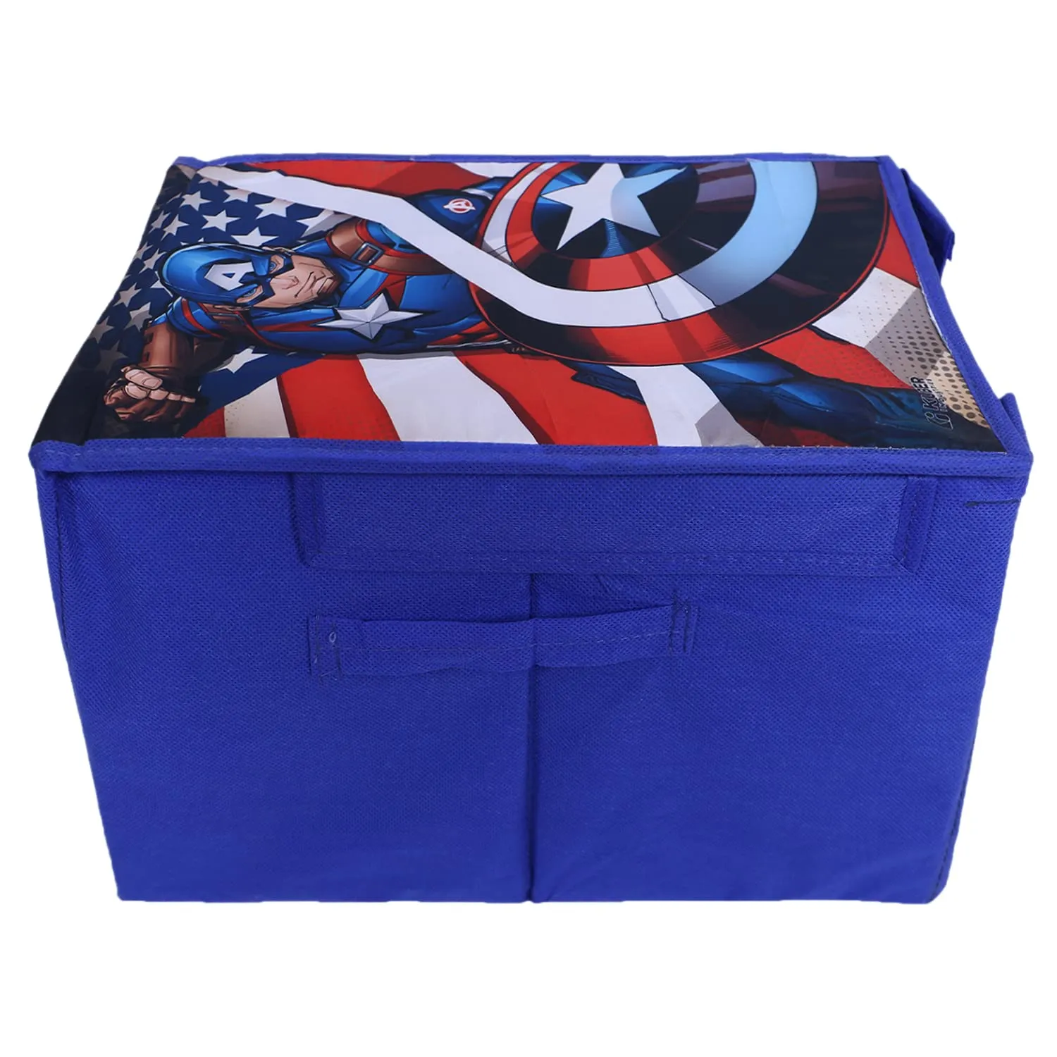 Heart Home Marvel Captain America Shirt Stacker|Foldable Shirt Stacker for Cloth|Non-Woven Wardrobe Organizer for Home With Lid|Pack of 2 (Blue)