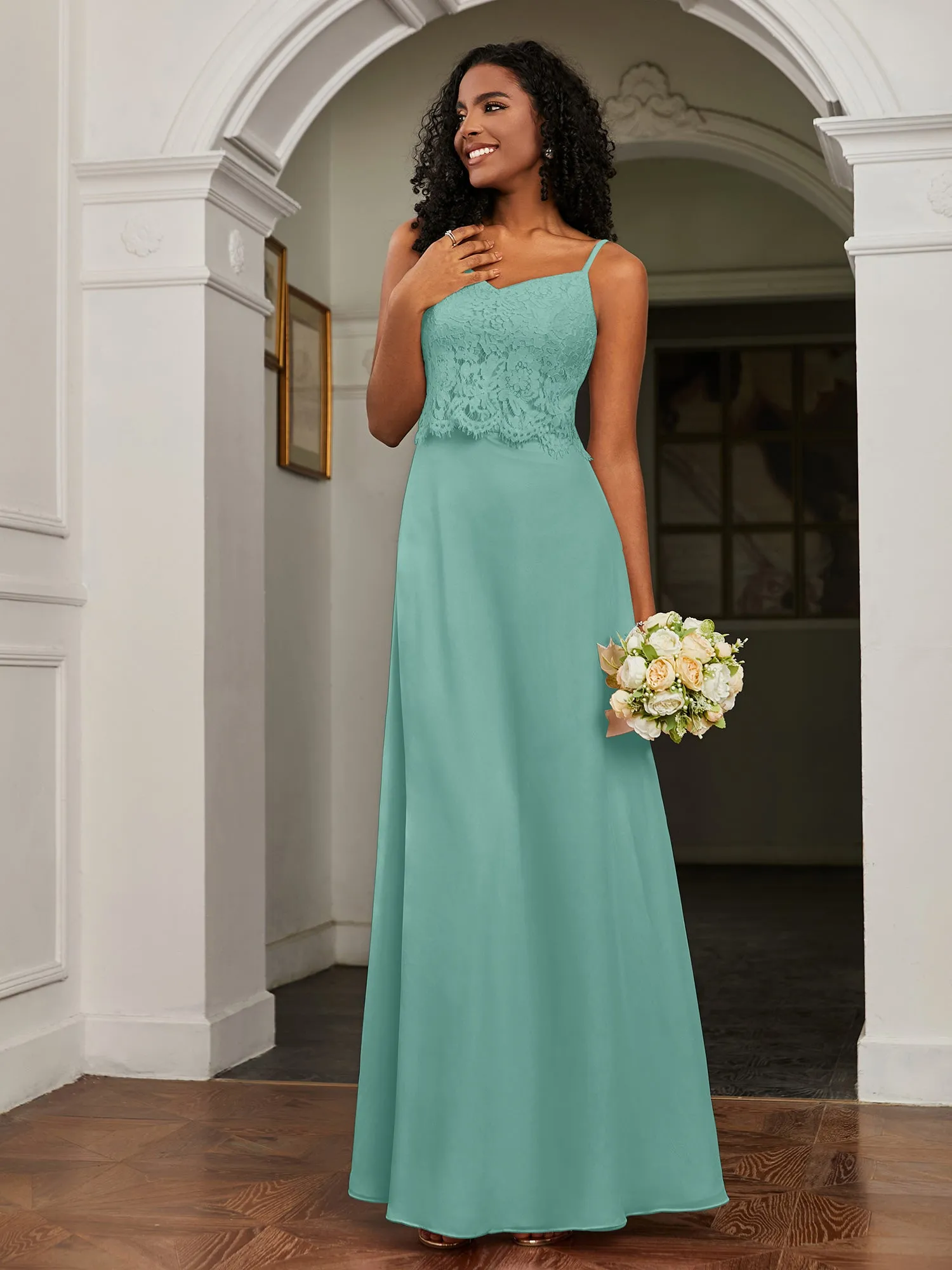 Lace Appliqued  Backless Chiffon A-Line Dress Turquoise Plus Size
