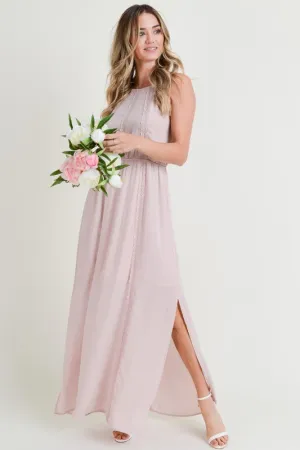 Lace Trimmed Maxi Dress with Back Keyhole