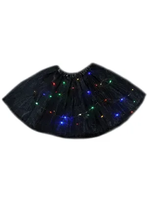 Little Girls Black Elastic Waist LED Light Up Tutu Skirt 2-5T