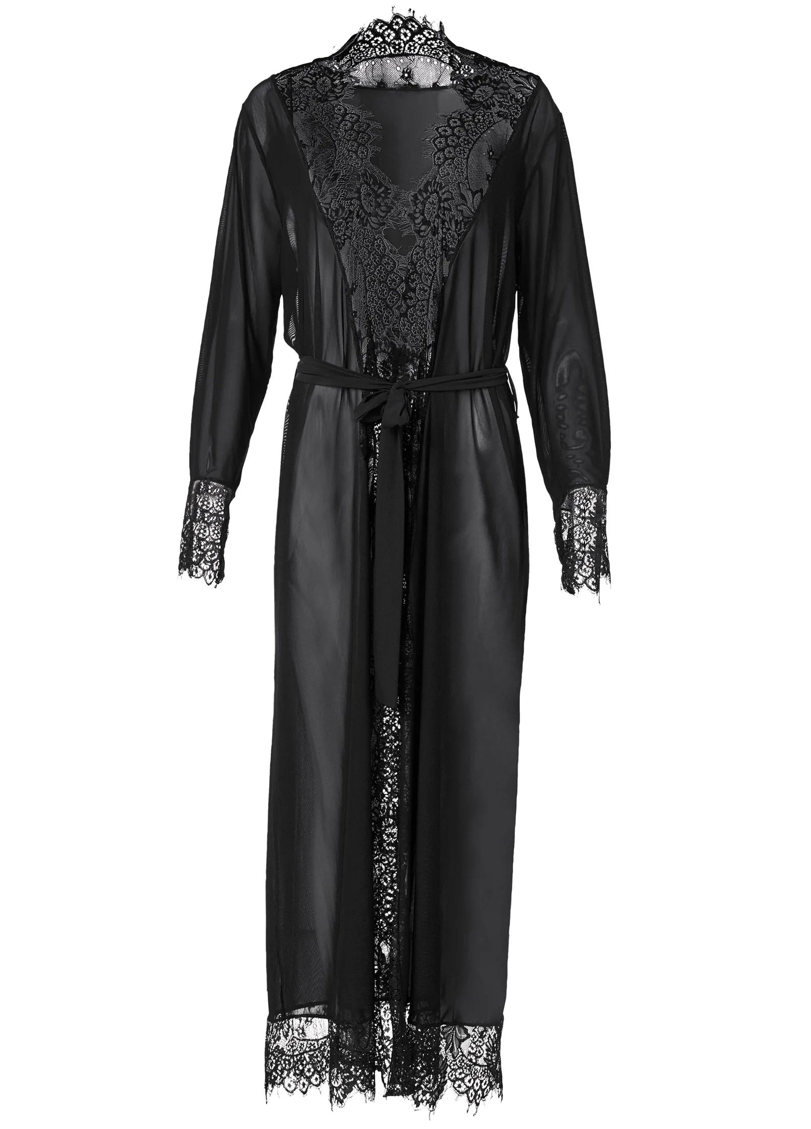 Long Sleeved Maxi Robe - Black