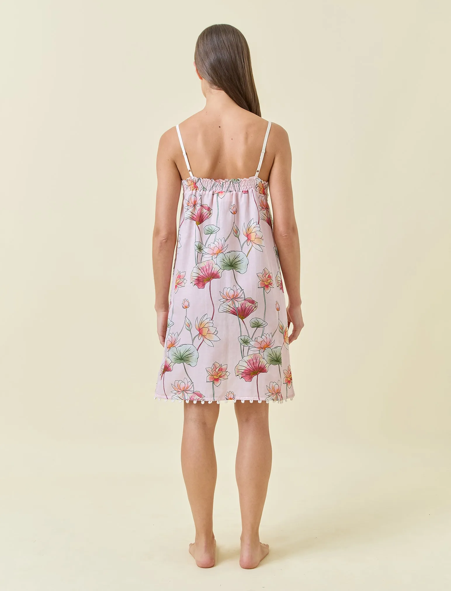 Lotus Pink Lace Front Midi Nightie