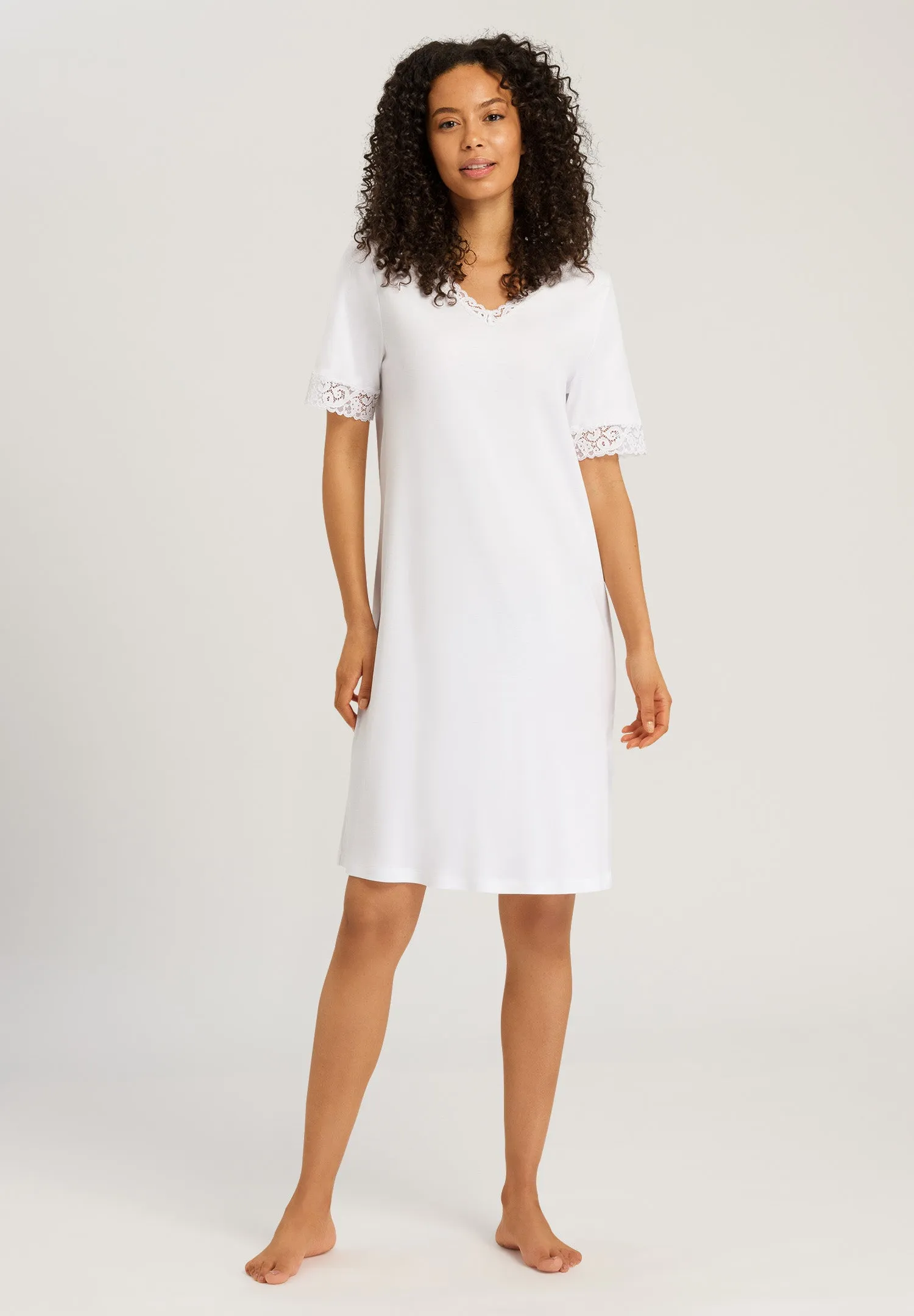 Moments Lace Trim Cotton Nightgown | White 77040-101