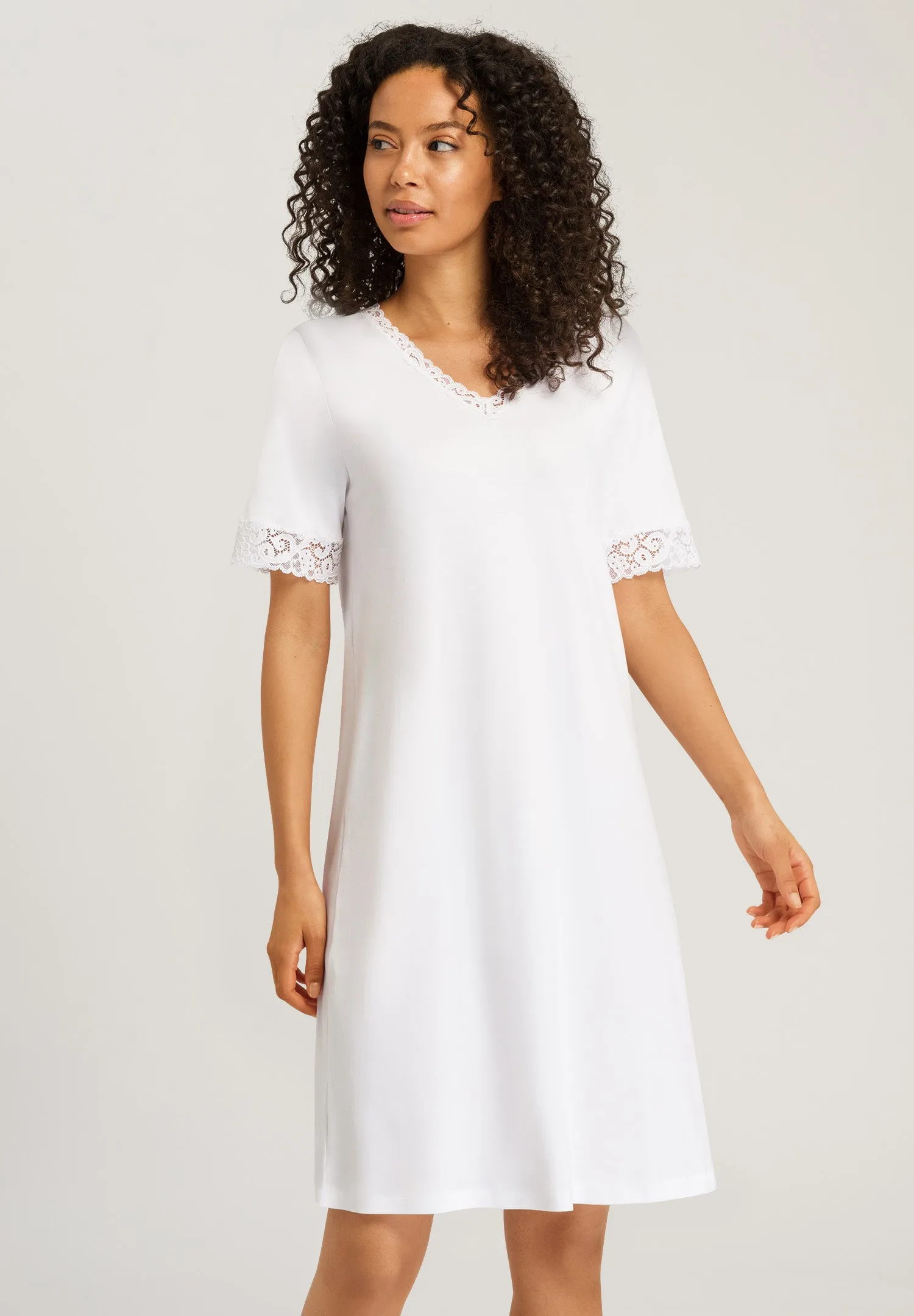 Moments Lace Trim Cotton Nightgown | White 77040-101