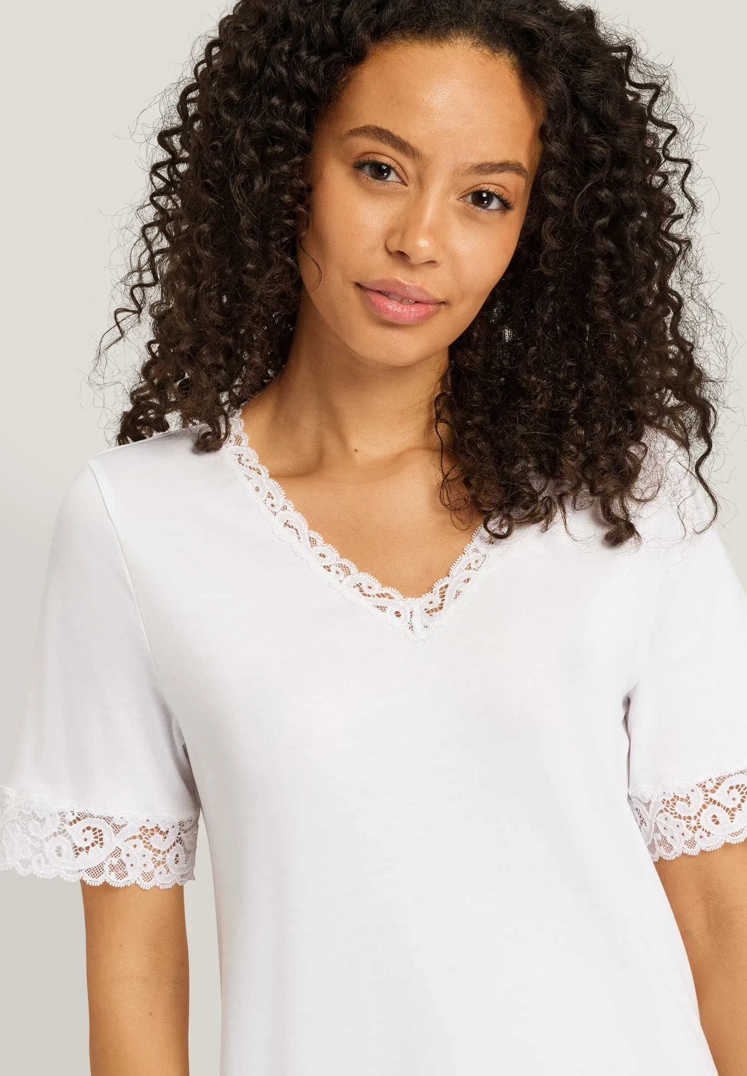 Moments Lace Trim Cotton Nightgown | White 77040-101