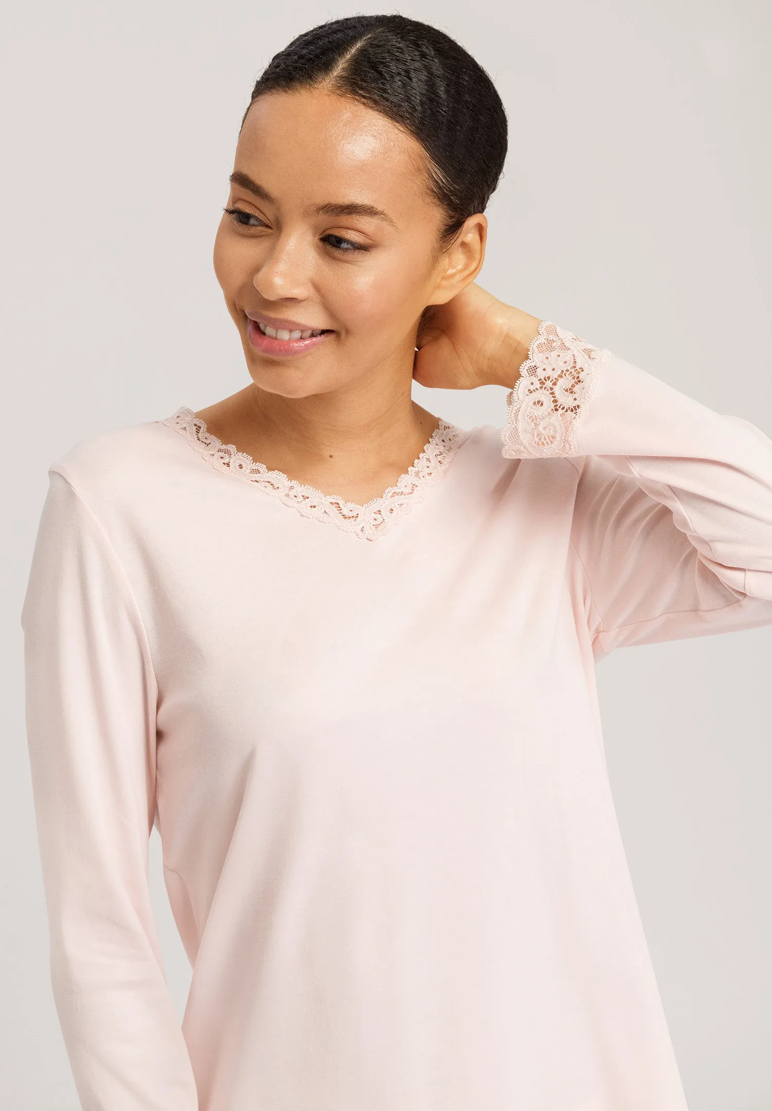Moments Lace Trim Cotton Pajama Set | Crystal Pink 77041-1334