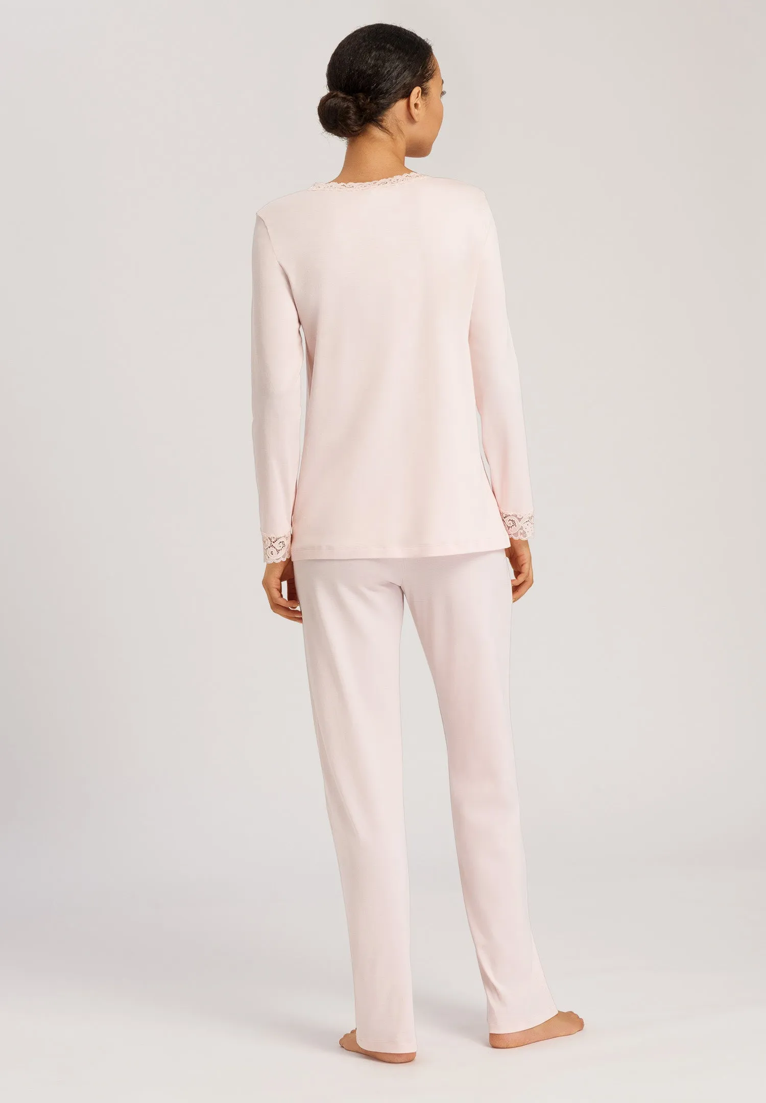 Moments Lace Trim Cotton Pajama Set | Crystal Pink 77041-1334