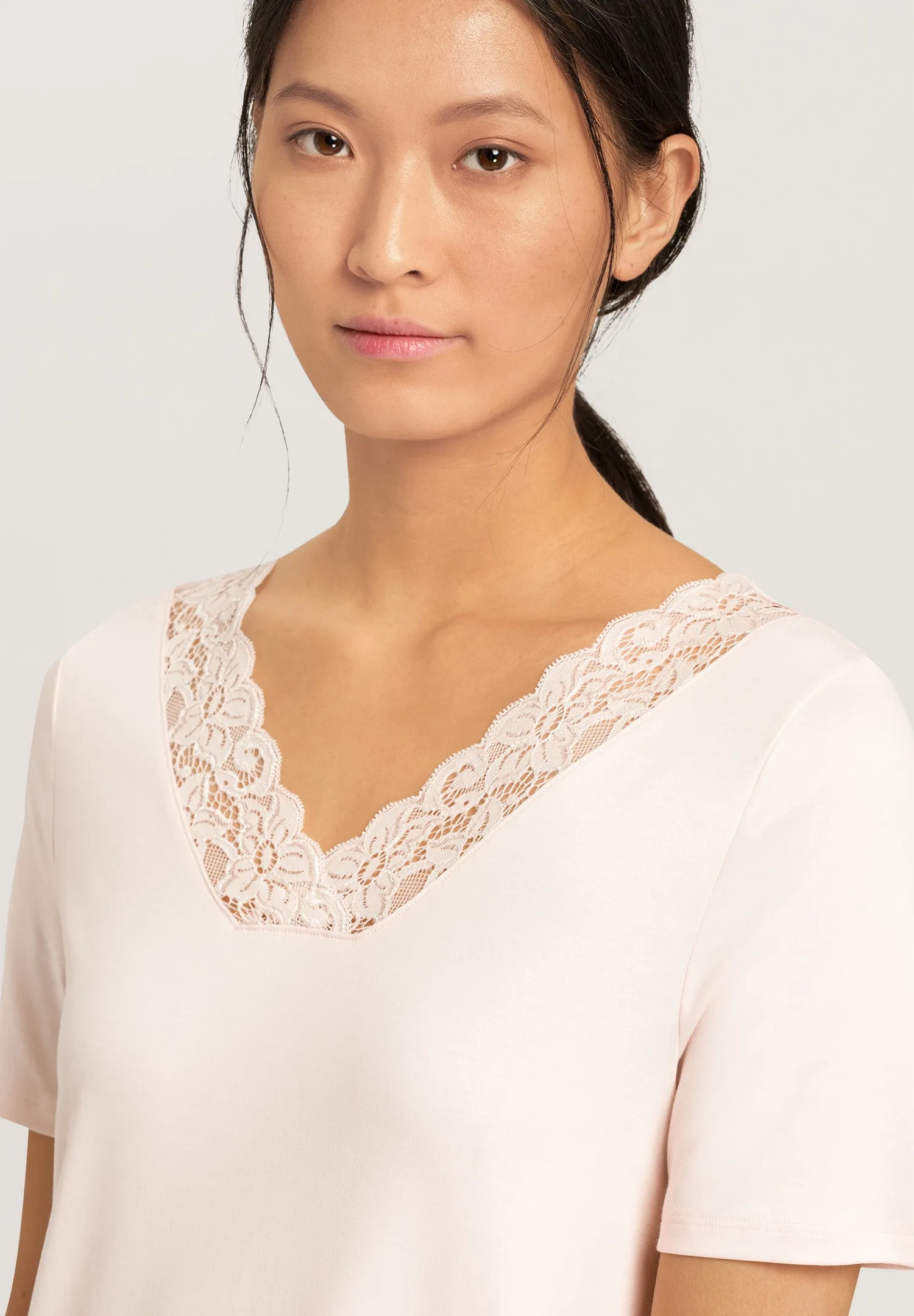 Moments Short Lace Trim Cotton Nightgown  | Crystal Pink 77933-1334