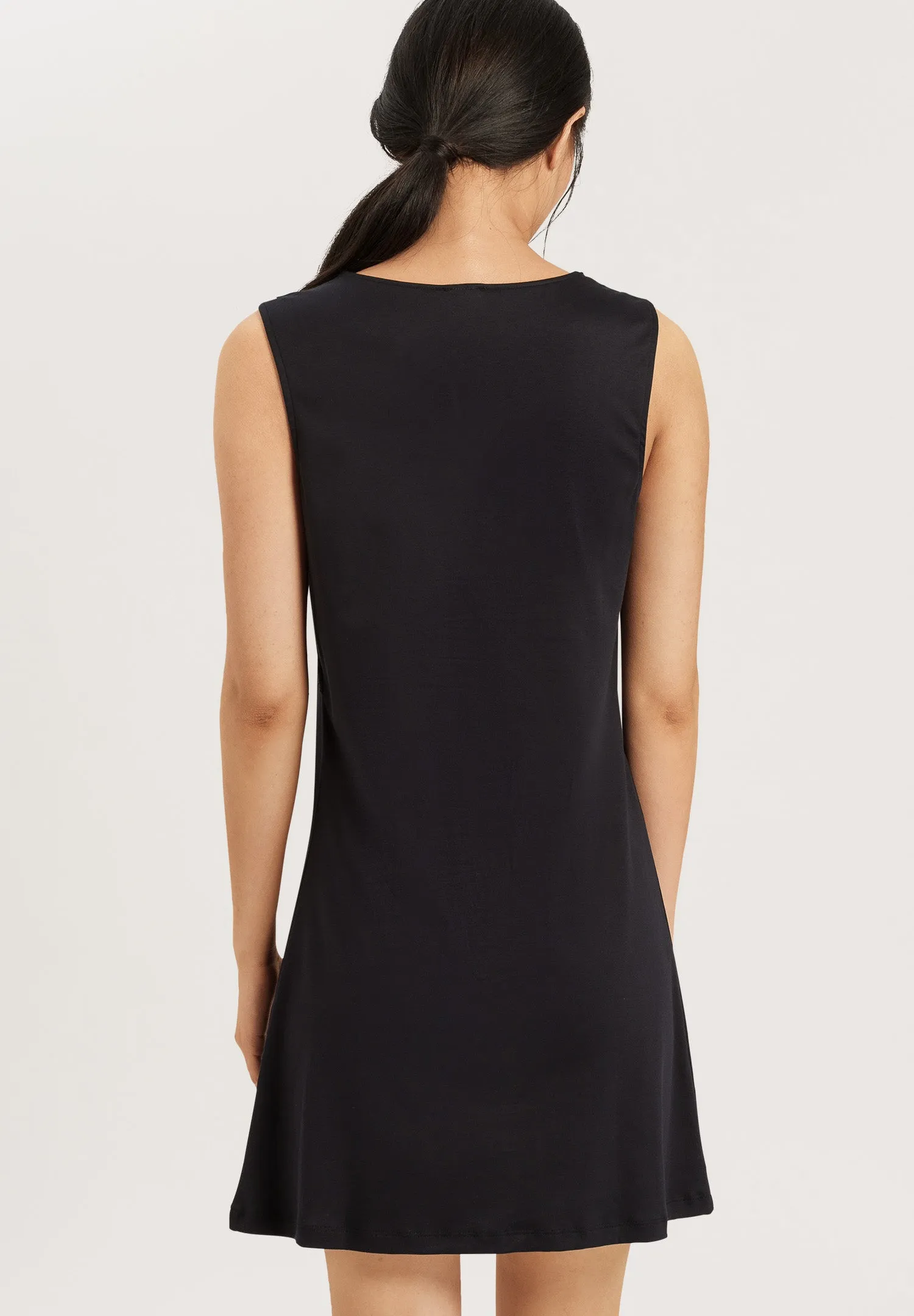 Moments V-Neck Cotton Tank Nightgown | Black 77929-019