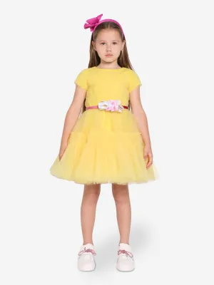 Monnalisa Girls Tulle Dress in Yellow