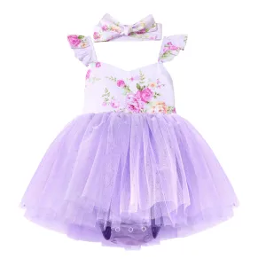 Purple Summer Baby Girls Tutu Dress Tulle  Toddler Birthday Tea Party Dress